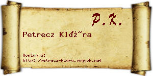 Petrecz Klára névjegykártya